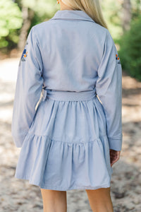 Found Along The Way Blue Embroidered Dress