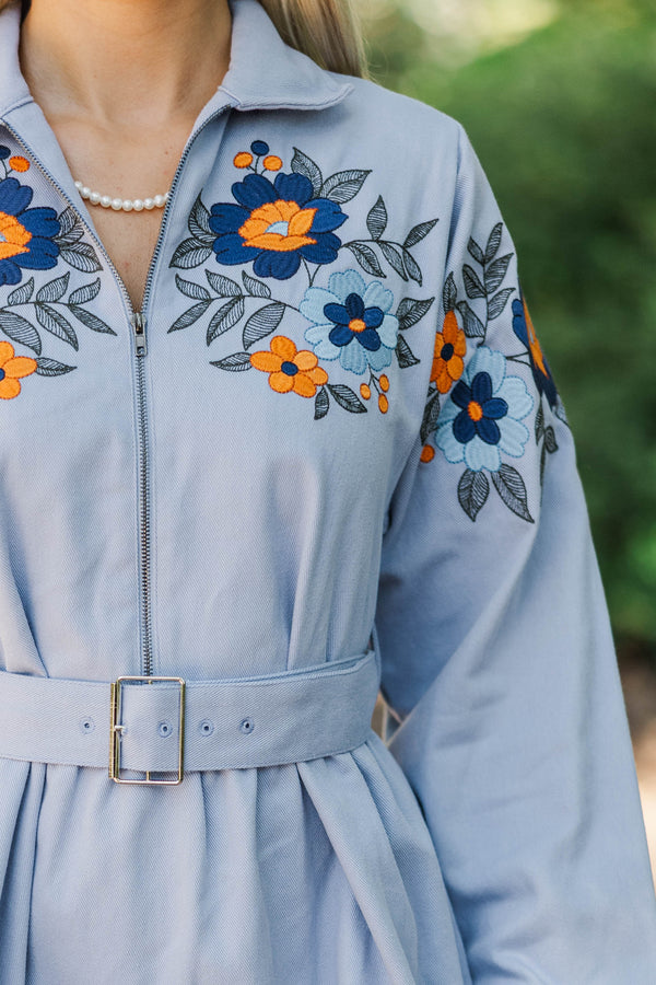 Found Along The Way Blue Embroidered Dress