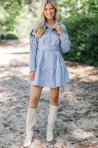 Found Along The Way Blue Embroidered Dress