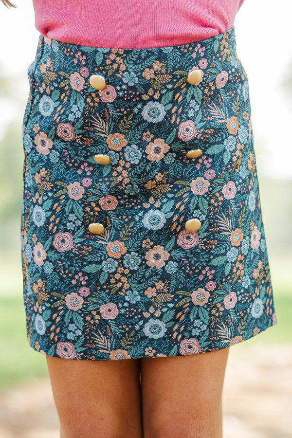 Girls: What A Classic Navy Floral Skort