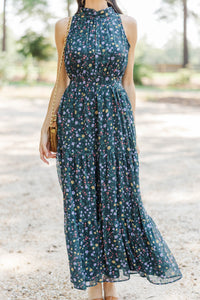 Fresh Focus Green & Black Ditsy Floral Maxi Dress
