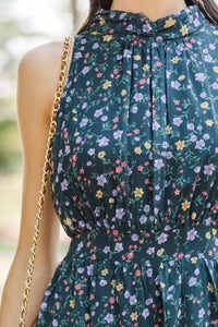 Fresh Focus Green & Black Ditsy Floral Maxi Dress