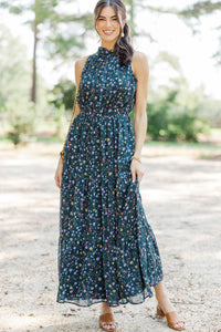 Fresh Focus Green & Black Ditsy Floral Maxi Dress