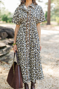 Forever Current Taupe Leopard Midi Dress