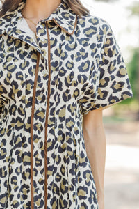 Forever Current Taupe Leopard Midi Dress
