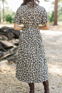 Forever Current Taupe Leopard Midi Dress