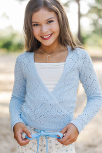 Girls: The Warm Up Light Blue Wrap Cardigan