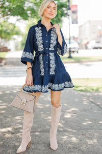 Simply Worth It Embroidered Denim Shirt Dress
