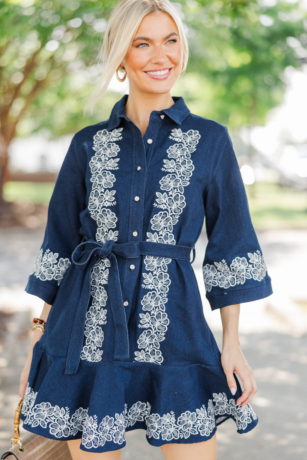Simply Worth It Embroidered Denim Shirt Dress – Shop the Mint