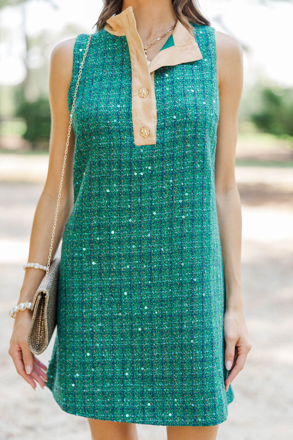 Timeless Piece Green Tweed Dress