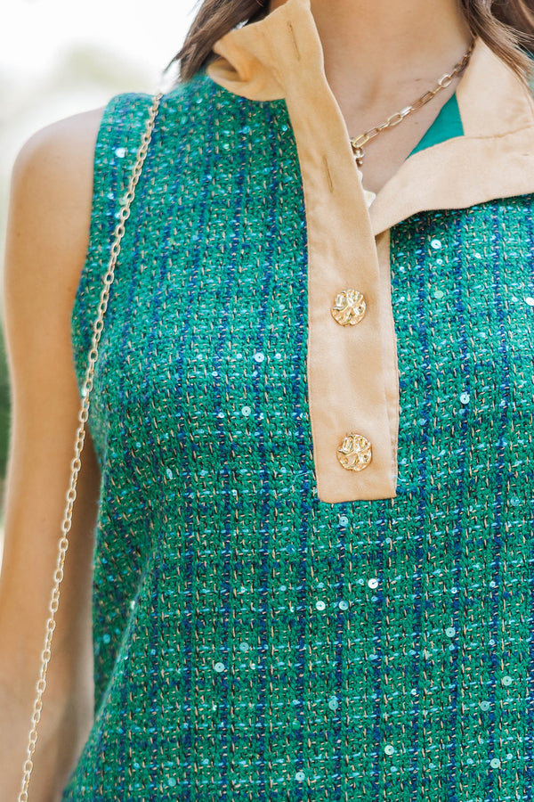 Timeless Piece Green Tweed Dress