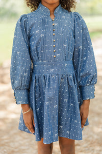 Girls: Origin Story Blue Polka Dot Denim Dress