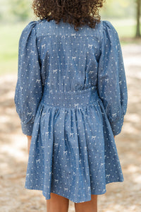 Girls: Origin Story Blue Polka Dot Denim Dress