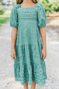 Girls: Think About It Sage Textured Midi Dress