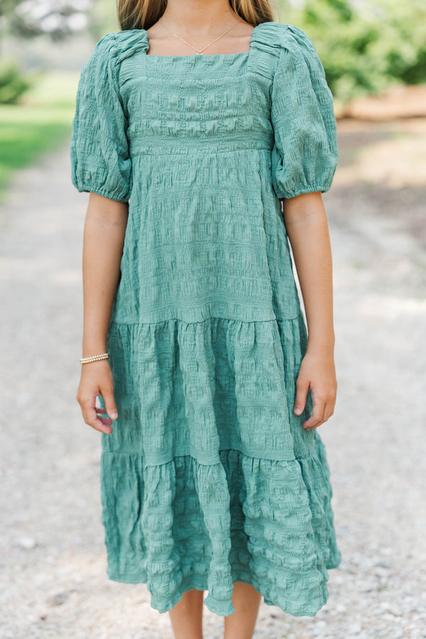 Girls: Think About It Sage Textured Midi Dress