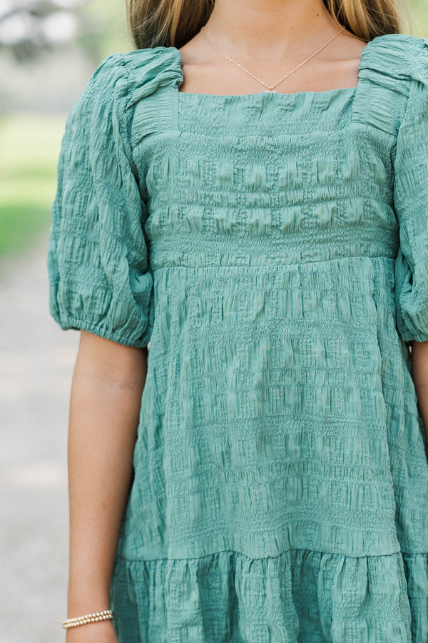 Girls: Think About It Sage Textured Midi Dress