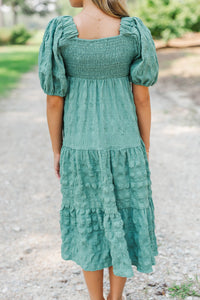 Girls: Think About It Sage Textured Midi Dress