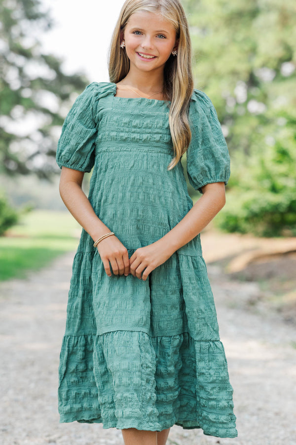 Girls: Think About It Sage Textured Midi Dress