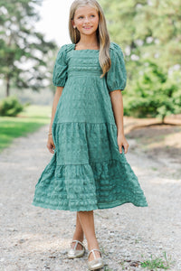 Girls: Think About It Sage Textured Midi Dress