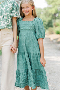 Girls: Think About It Sage Textured Midi Dress