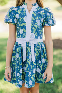 Girls: Little Loves Navy Floral Dress
