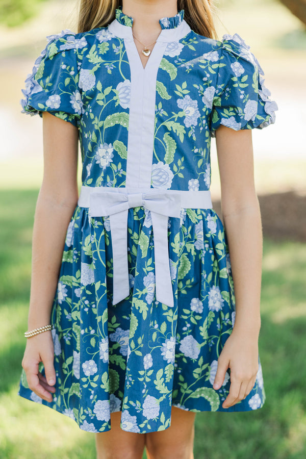 Girls: Little Loves Navy Floral Dress