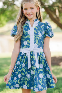 Girls: Little Loves Navy Floral Dress
