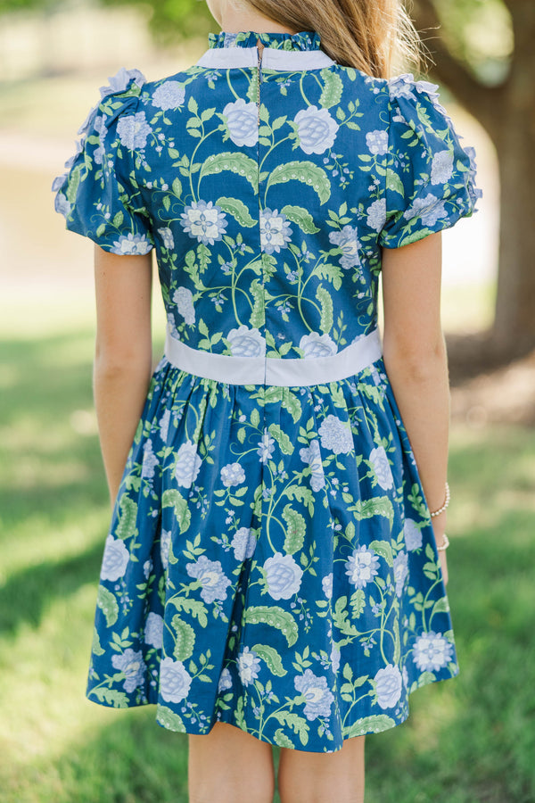 Girls: Little Loves Navy Floral Dress