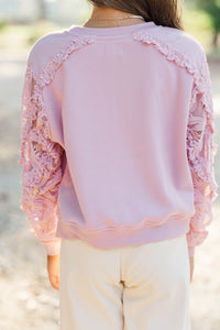 Girls: Easy Addition Mauve Lace Sweatshirt