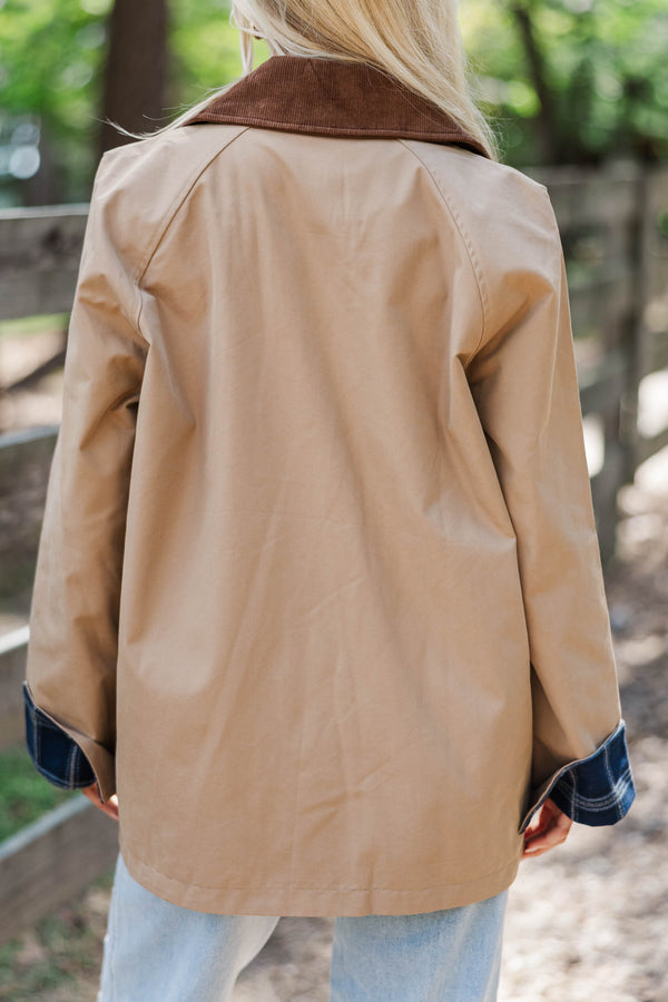 Warm Layers Taupe Plaid Reversible Jacket