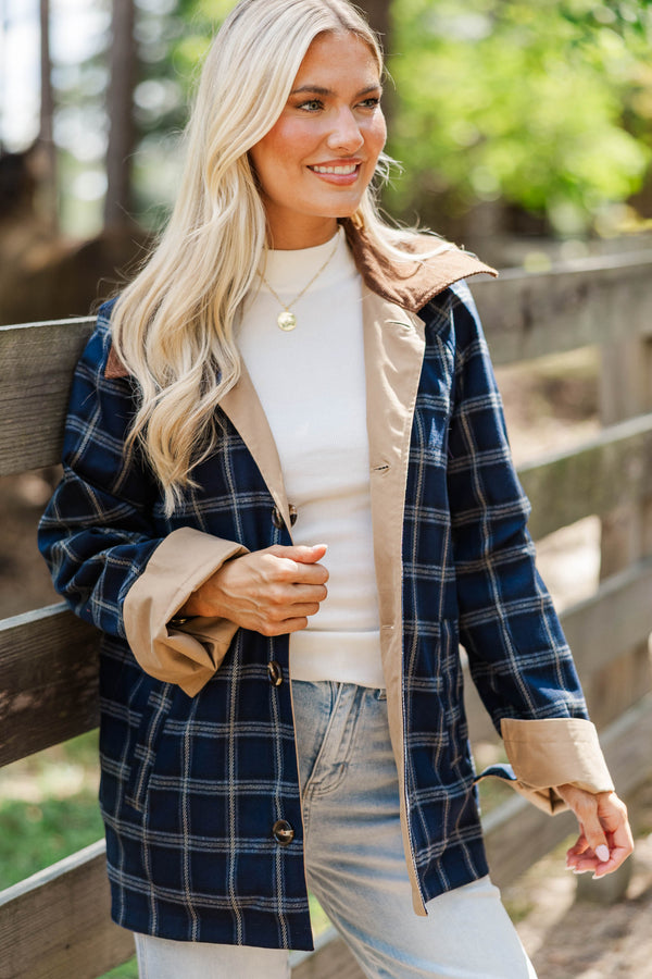 Warm Layers Taupe Plaid Reversible Jacket