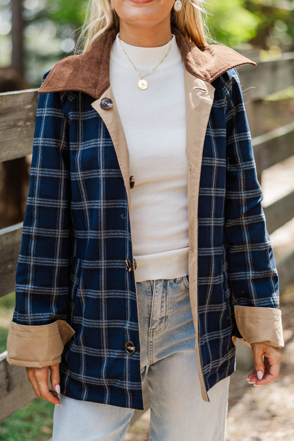 Warm Layers Taupe Plaid Reversible Jacket