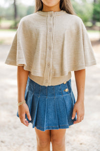 Girls: Favorite Knit Taupe Cape Cardigan