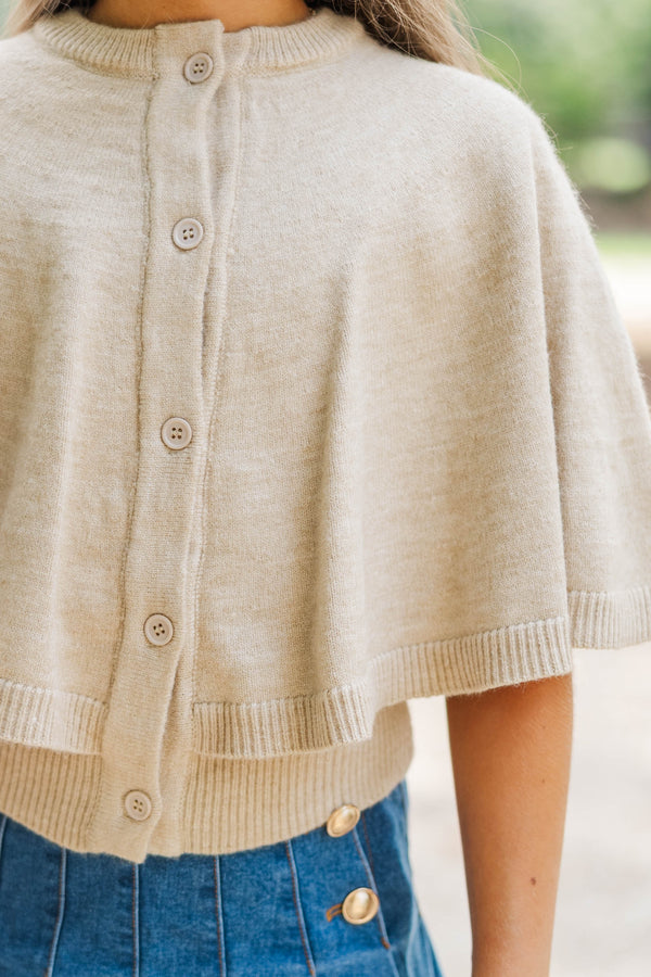 Girls: Favorite Knit Taupe Cape Cardigan