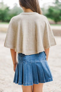 Girls: Favorite Knit Taupe Cape Cardigan