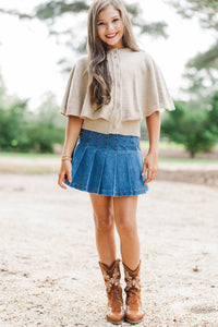 Girls: Favorite Knit Taupe Cape Cardigan