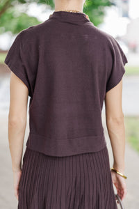 The Cozy Season Brown Mock Neck Sweater