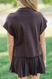 Girls: The Cozy Season Brown Mock Neck Sweater