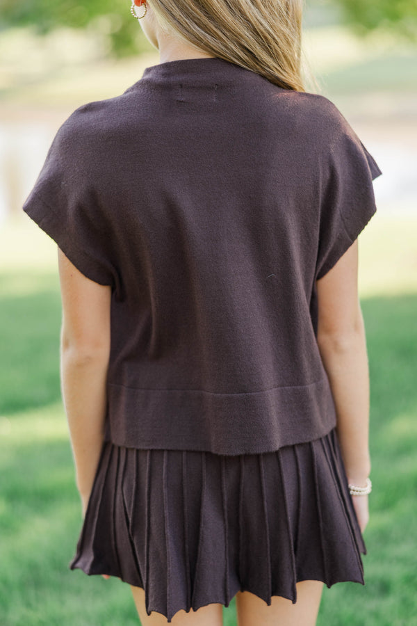 Girls: The Cozy Season Brown Mock Neck Sweater