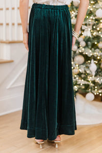 Private Party Emerald Velvet Midi Skirt