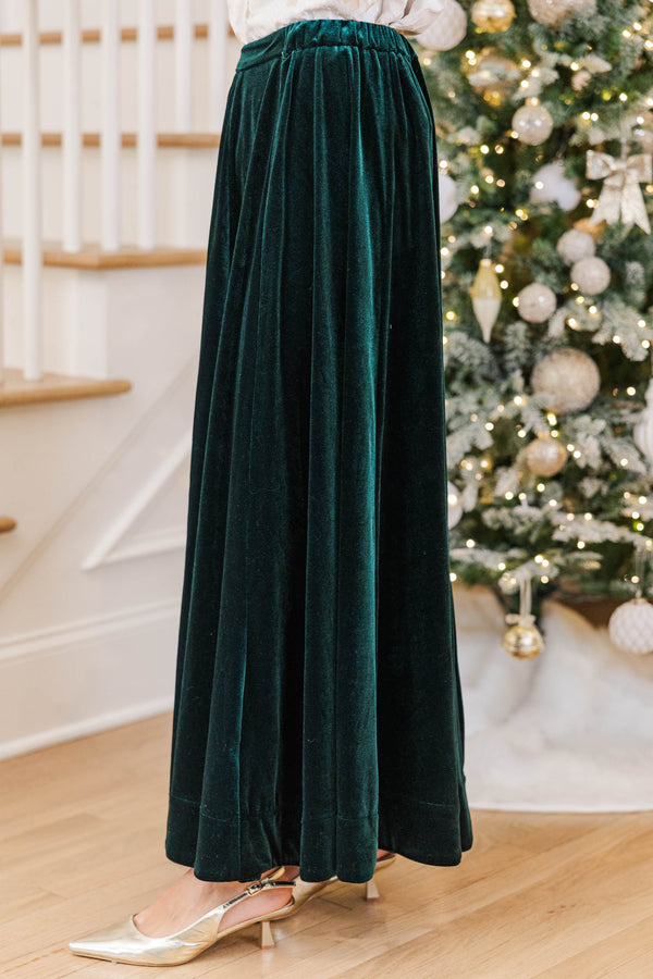 Private Party Emerald Velvet Midi Skirt