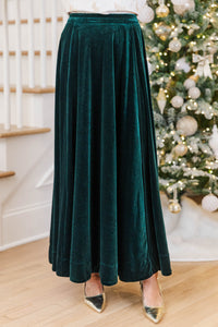 Private Party Emerald Velvet Midi Skirt