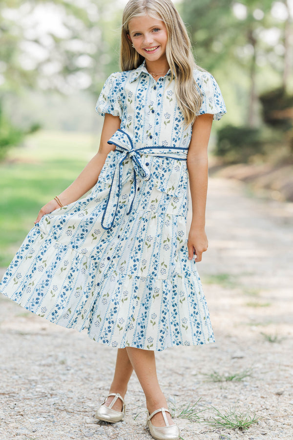 Girls: The Katie Lynn Navy Ditsy Floral Midi Dress