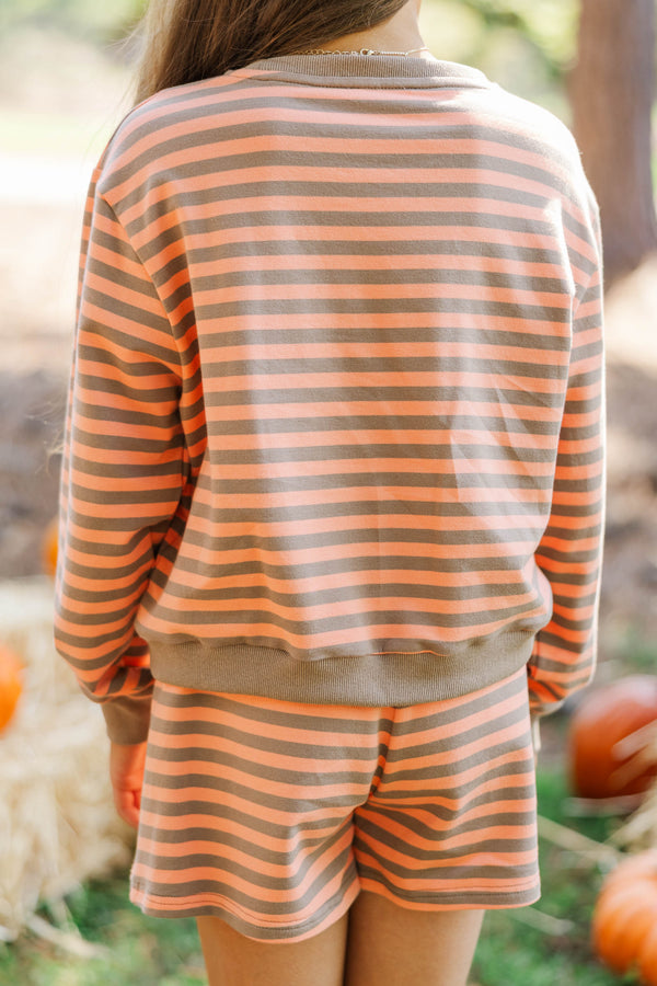 Girls: Sunday Reset Rust Striped Sweatshirt
