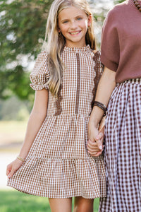 Girls: Your Fairytale Brown Gingham Dress