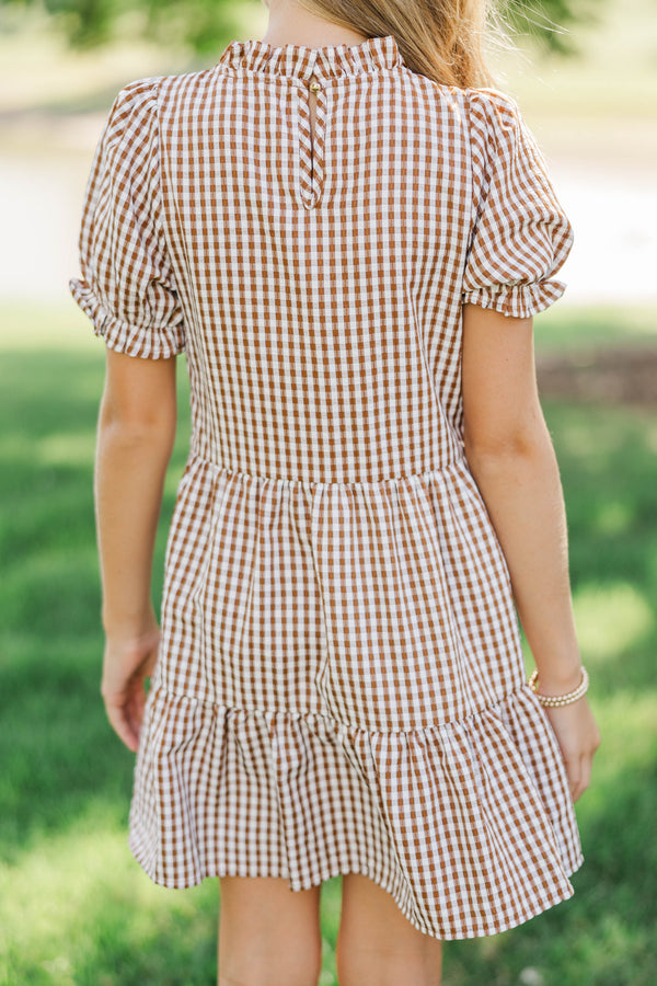 Girls: Your Fairytale Brown Gingham Dress