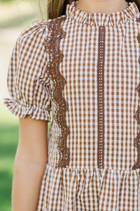 Girls: Your Fairytale Brown Gingham Dress