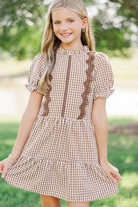 Girls: Your Fairytale Brown Gingham Dress
