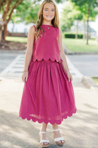 Girls: From The Inside Out Burgundy Scalloped Tank