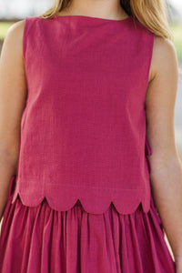 Girls: From The Inside Out Burgundy Scalloped Tank